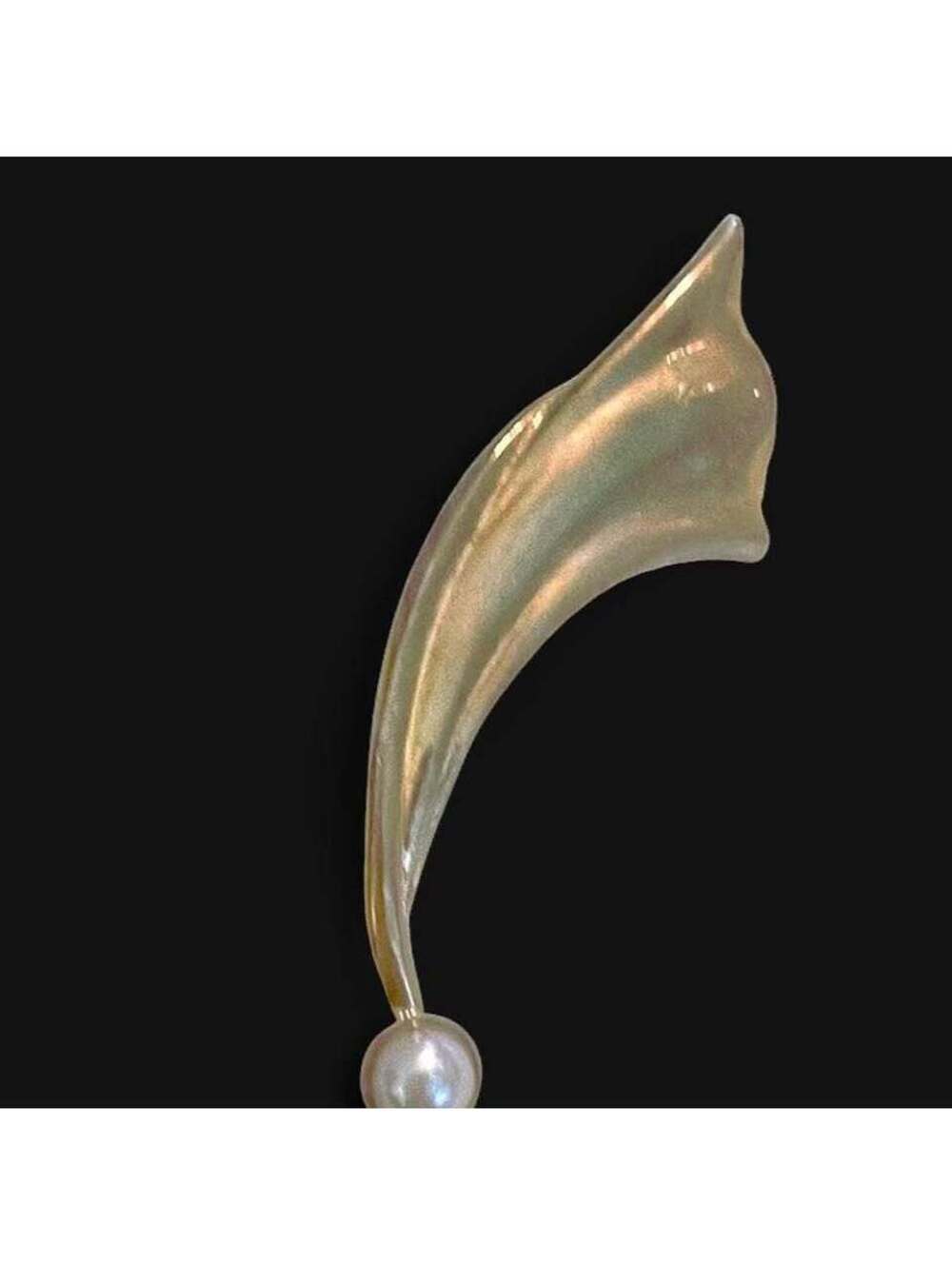 Elegant Gold Tone Leaf Shaped Earrings with Pearl Detail